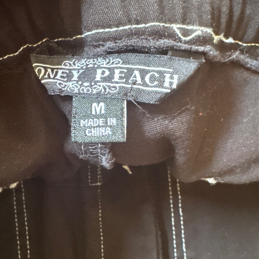 Honey Peach Cargo Joggers Women Black Contrast Stitch Utility Pants SIZE‎ M - Picture 6 of 7
